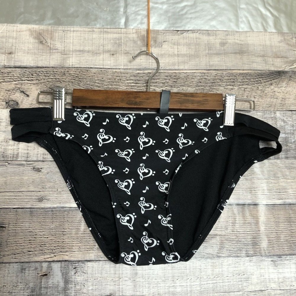 Hot Topic Music Note Heart Cleft Note Bathing Suit Bottom Bikini Sz Large